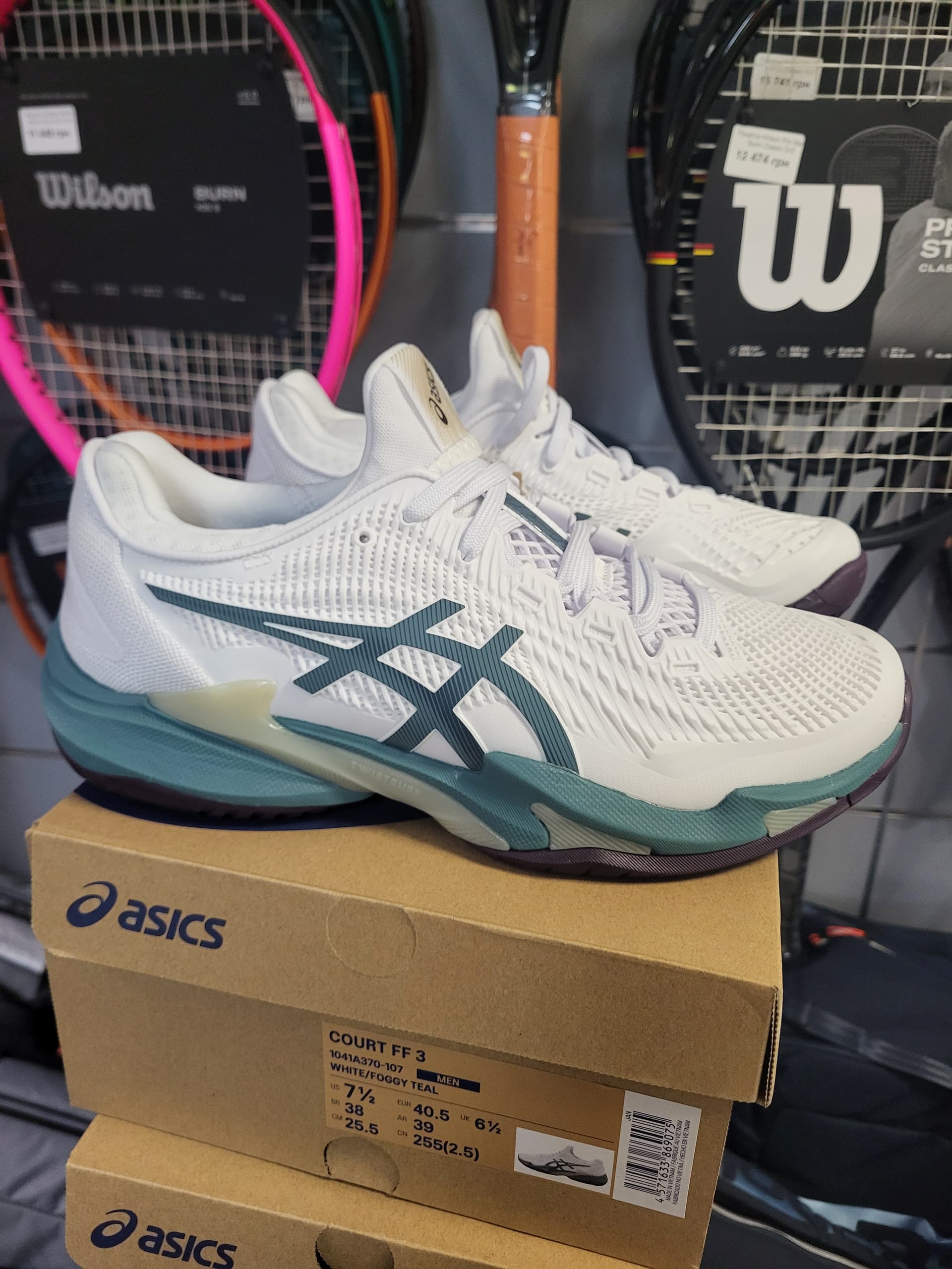 Кросівки чоловічі Asics Court FF 3 all court white/ocean-green (1041A370-107) - зображення 1