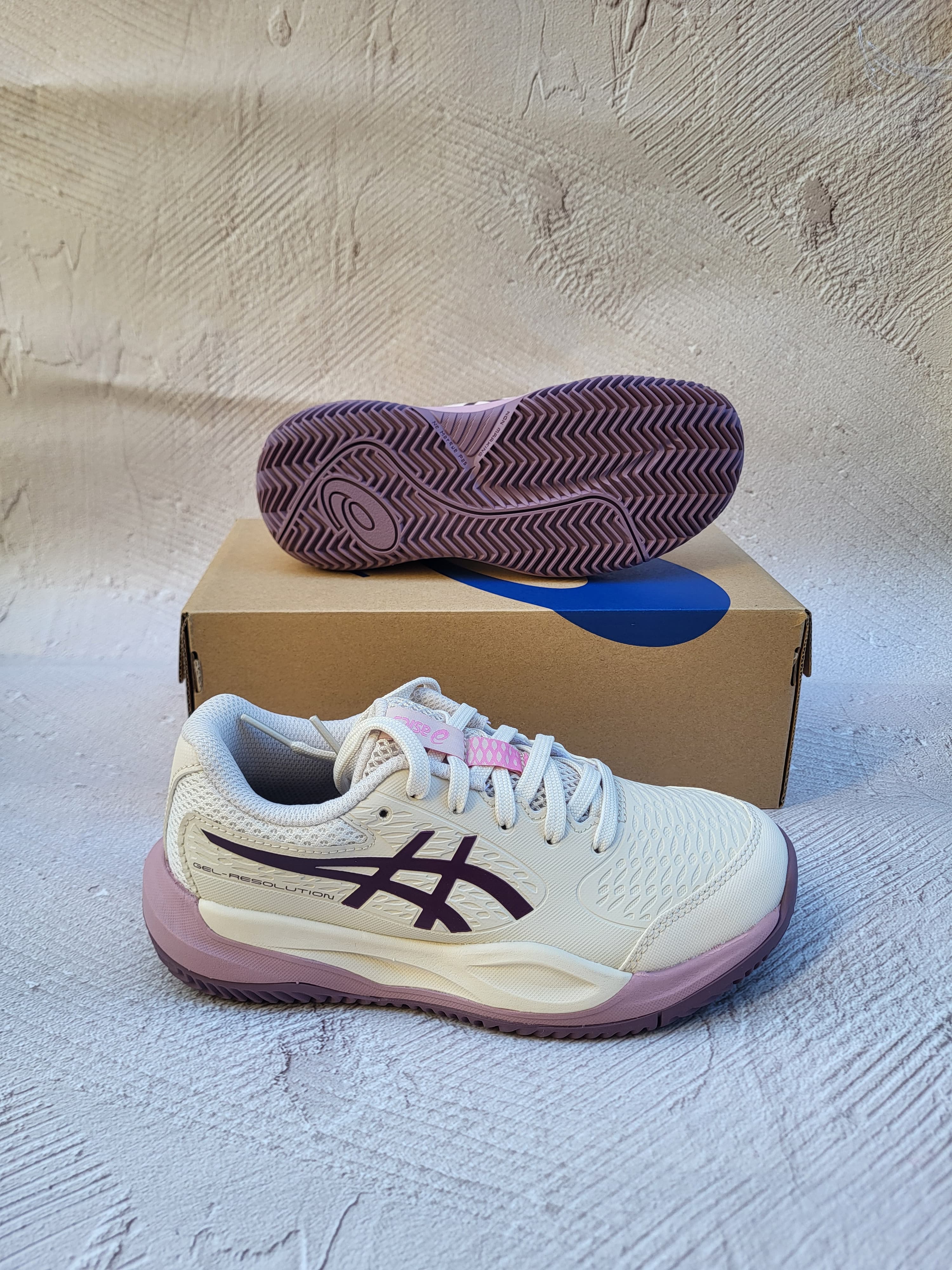 Кросівки дитячі Asic Resolution X clay court soft oat/dark aubergine (1044A080-250)